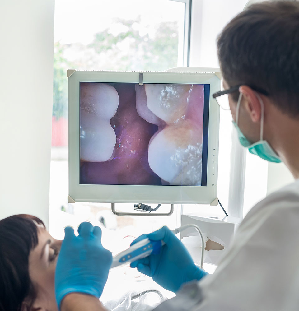 patient being examined for their tooth decay