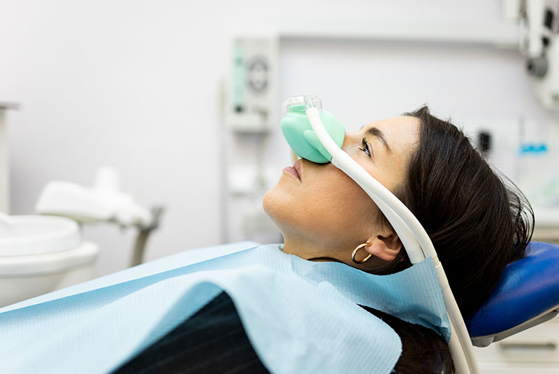 patient undergoing nitrous oxide sedation for treatment